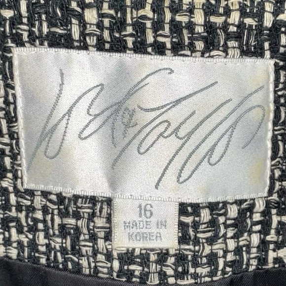 Lord & Taylor Vintage Women’s 100% Silk Black & White Tweed Blazer Jacket Sz 16 - Picture 2 of 9